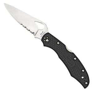 spyderco byrd cara cara 2 lightweight knife with 3.75" stainless steel blade and black non-slip frn handle - combinationedge - by03psbk2