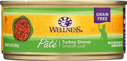 Wellness Natural Pet Food Complete Health Grain Free Wet Canned Cat Food, Turkey, 5.5 Ounce (Packaging may vary)