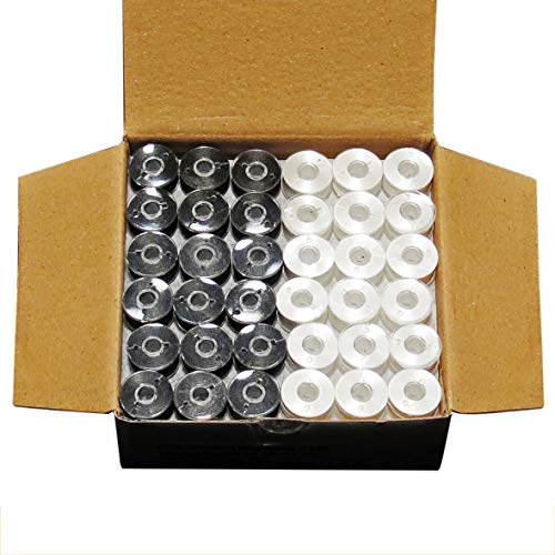 144 Black & White Pre-Wound Bobbins for Brother Embroidery Machines Compatible with PE-700, PE700II, PE-750D, PE-770, PE-780D, Innovis 1000, Innovis 1200, Innovis 1250D and New Babylock Ellure, Emore