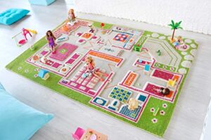 ivi playhouse green 3d play mat, non-toxic, stain resistant, educational montessori activity toys for kids, medium, 59" l x 39" w