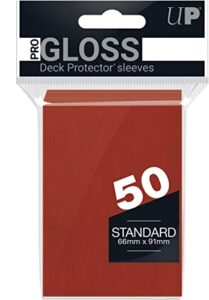 ultra pro - pro gloss 50ct standard size card protector sleeves (red) - protect you collectible trading cards, sports cards, & gaming cards with a bright and vibrant color