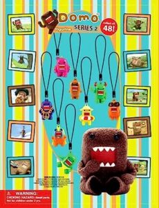 domo 3d figure cell phone charm, camera charm, zipper puller - set of 8