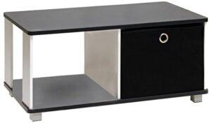 furinno coffee table with bin drawer, black & white