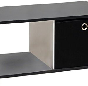 Furinno Coffee Table with Bin Drawer, Black & White