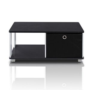 Furinno Coffee Table with Bin Drawer, Black & White