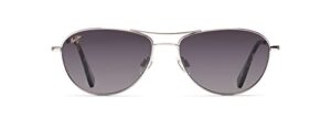 maui jim baby beach aviator sunglasses, silver frame/neutral grey lens, one size