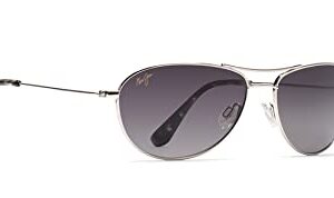 Maui Jim Baby Beach Aviator Sunglasses, Silver Frame/Neutral Grey Lens, One Size