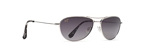 Maui Jim Baby Beach Aviator Sunglasses, Silver Frame/Neutral Grey Lens, One Size