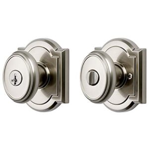 baldwin carnaby, entry door knob handle with keyed lock featuring smartkey re-key technology and microban protection, in satin nickel