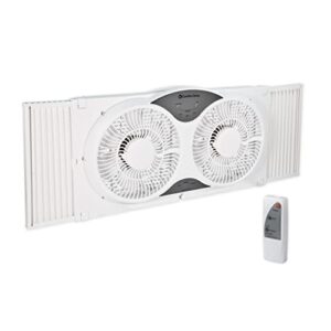 comfort zone cz310r 9" 3-speed, 3-function, expandable, reversible twin window fan with remote control, removable cover