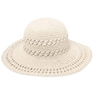 San Diego Hat Company Women's Cotton Crochet Hat with Scalloped Edge, UPF 50+, 4” Brim, Natural