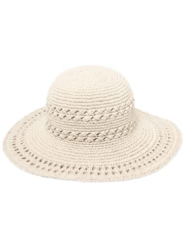 San Diego Hat Company Women's Cotton Crochet Hat with Scalloped Edge, UPF 50+, 4” Brim, Natural