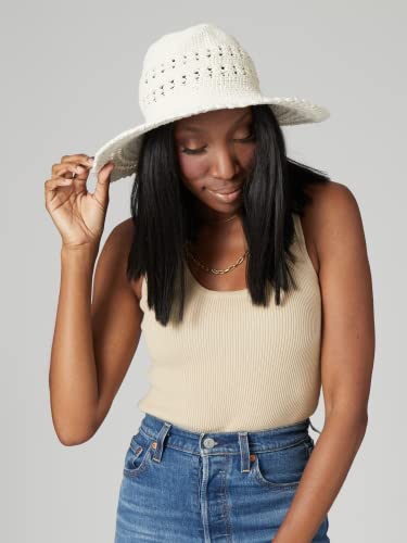 San Diego Hat Company Women's Cotton Crochet Hat with Scalloped Edge, UPF 50+, 4” Brim, Natural