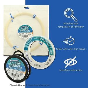 HI-SEAS 100% Fluorocarbon Fishing Leader, 80 lb, Clear, 50 yd