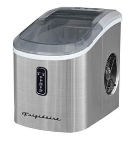 frigidaire efic103-amz-sc counter top maker with over-sized ice bucket, stainless steel, self cleaning function, heavy duty, stainless