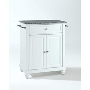 crosley furniture cambridge cuisine kitchen island with solid grey granite top - white