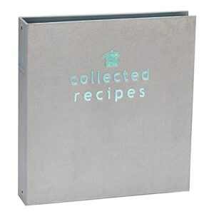 meadowsweet kitchens recipe binder with dividers and labels - recipe book binder, for recipe cards, full size recipes/clippings, recipe organizer book, make your own cookbook - turquoise & gray