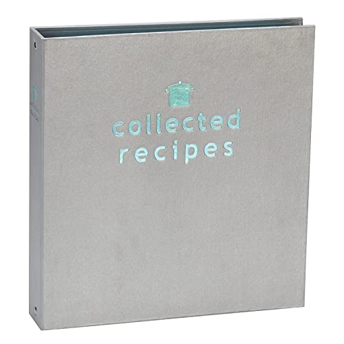 Meadowsweet Kitchens Recipe Binder with Dividers and Labels - Recipe Book Binder, for Recipe Cards, Full Size Recipes/Clippings, Recipe Organizer Book, Make Your Own Cookbook - Turquoise & Gray