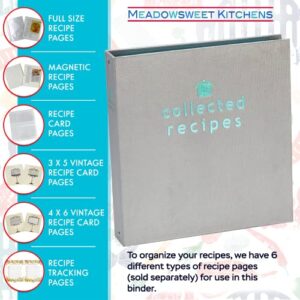 Meadowsweet Kitchens Recipe Binder with Dividers and Labels - Recipe Book Binder, for Recipe Cards, Full Size Recipes/Clippings, Recipe Organizer Book, Make Your Own Cookbook - Turquoise & Gray