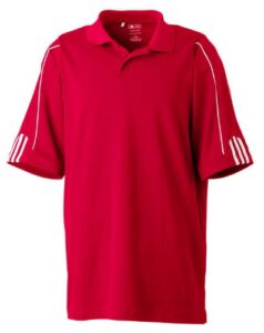 adidas golf men's climalite 3-stripes cuff polo sport shirt. a76 - xx-large - university red / white