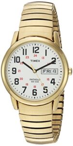 timex t2n092 easy reader 35mm gold-tone extra-long stainless steel expansion band watch