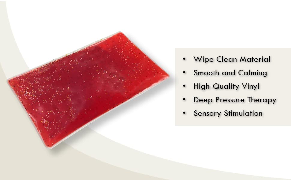 Skil-Care Weighted Rectangular Gel Lap Pad, 3 Pound Sensory Stimulation for Calming and Soothing Adults and Children, Red