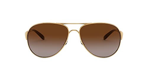 Oakley Women's OO4054 Caveat Aviator Sunglasses, Polished Gold/Dark Brown Gradient, 60 mm