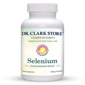 Dr. Clark Selenium Supplement 200 Mcg - Dietary Capsules with Essential Mineral - Improves Thyroid Function, Immune Support - 50 Capsules