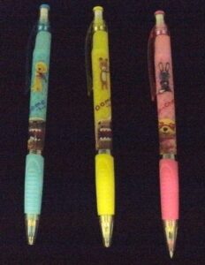 domo kun led pencil - assorted 3pk & pencil holder