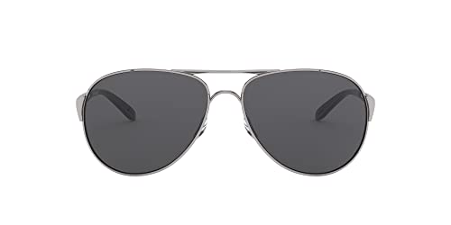 Oakley Women's OO4054 Caveat Aviator Sunglasses, Polished Chrome/Grey, 60 mm