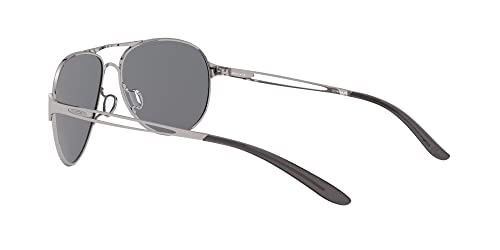 Oakley Women's OO4054 Caveat Aviator Sunglasses, Polished Chrome/Grey, 60 mm