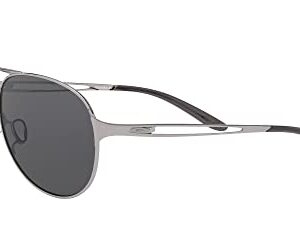 Oakley Women's OO4054 Caveat Aviator Sunglasses, Polished Chrome/Grey, 60 mm