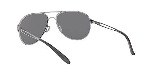 Oakley Women's OO4054 Caveat Aviator Sunglasses, Polished Chrome/Grey, 60 mm