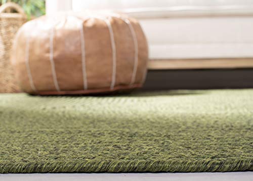 SAFAVIEH Braided Collection 2'6" x 4' Green BRD315A Handmade Country Cottage Reversible Accent Rug