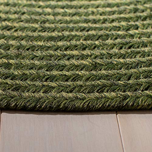 SAFAVIEH Braided Collection 2'6" x 4' Green BRD315A Handmade Country Cottage Reversible Accent Rug