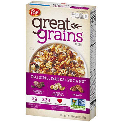 Post Great Grains Raisins, Dates & Pecans Whole Grain Cereal, 16 Ounce