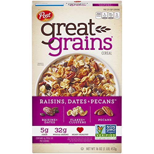 Post Great Grains Raisins, Dates & Pecans Whole Grain Cereal, 16 Ounce