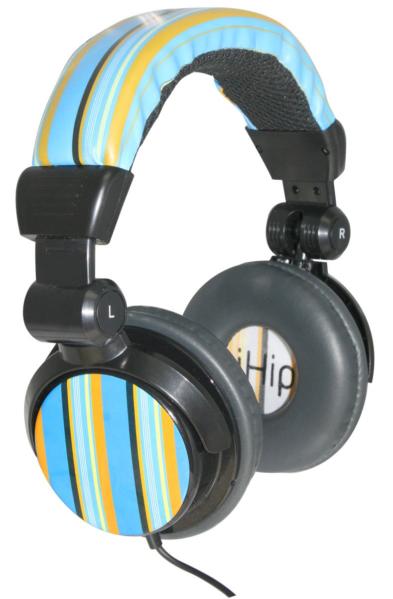 iHip IP-STRIPES-BL DJ Style Stripes Headphone - Blue /Black (Discontinued by Manufacturer)