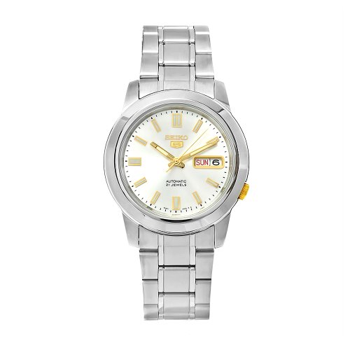 SEIKO Men's SNKK09K1S Stainless-Steel Analog with White Dial Watch