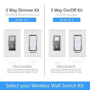 SK-8 Wireless DIY 3-Way On Off Anywhere Lighting Home Control Wall Switch Set - No neutral wire required