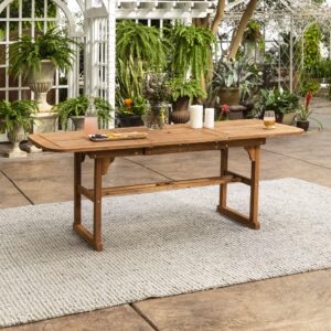 Walker Edison Maui Modern Solid Acacia Wood Slatted Patio Dining Table, 78 Inch, Brown