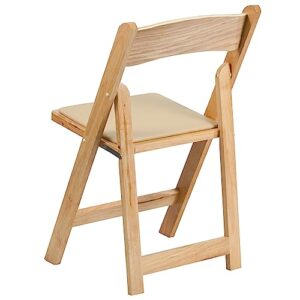 Flash Furniture 4 Pack HERCULES Series Natural Wood Folding Chair with Vinyl Padded Seat