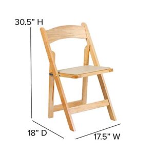 Flash Furniture 4 Pack HERCULES Series Natural Wood Folding Chair with Vinyl Padded Seat