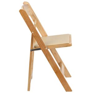 Flash Furniture 4 Pack HERCULES Series Natural Wood Folding Chair with Vinyl Padded Seat