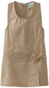 classroom little girls' uniform zig zag jumper dress, khaki, 6x