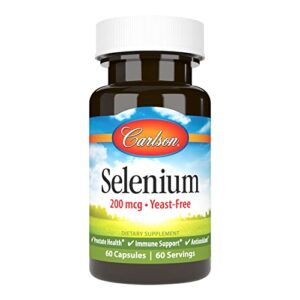 carlson - selenium, 200 mcg yeast-free, prostate health & immune support, antioxidant, 60 capsules