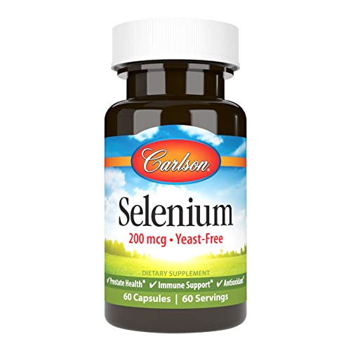 Carlson - Selenium, 200 mcg Yeast-Free, Prostate Health & Immune Support, Antioxidant, 60 Capsules