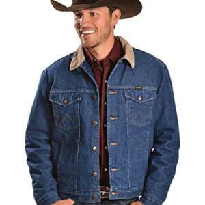 Western Style Lined Denim Jacket, Denim/Blanket, 46