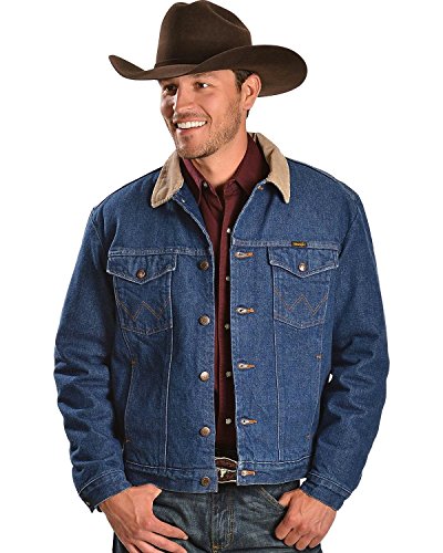 Western Style Lined Denim Jacket, Denim/Blanket, 46