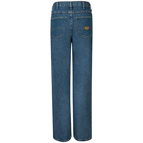 Red Kap Men's Relaxed Fit Jean, Stonewash, 46x32